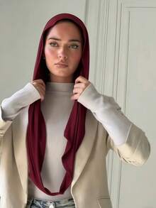 1pc Women's Instant Classic Solid Color Hijab, Pre-Sewn Turban Style Scarf With Adjustable Versatile Wearing Methods, Soft Comfortable Viscose Fabric Suitable For Daily, Sports, Yoga - Multicolor - View 19