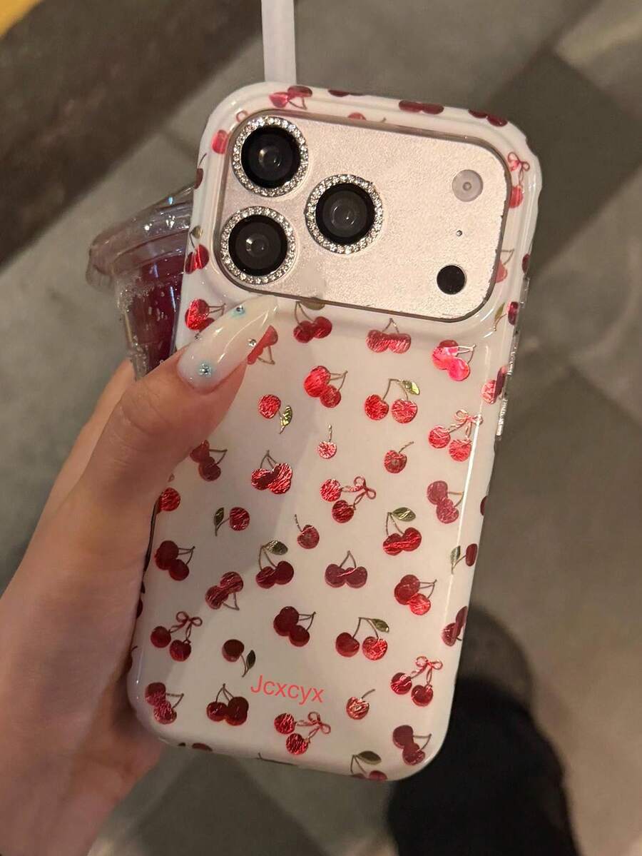 时尚樱花亮面激光软壳手机壳，兼容 17 Pro Max、17 Pro、17、16 Pro Max、16 Pro、16、15、14、13 Pro Max，美观大方，花卉图案，防震防摔，后盖保护套。