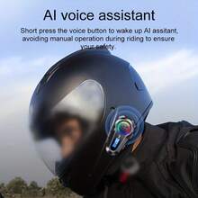 Auriculares inalámbricos para casco de motocicleta Q08, pantalla LCD para batería, volumen, temperatura, 6 modos de efectos de sonido, 25H de duración de la batería, cancelación de ruido inteligente, audio de alta fidelidad, adecuado para cascos de media cara y de cara completa, diseñado para conducir motocicleta - Q08 - Ver 3