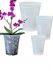 5 Packs Classic Round Transparent Orchid Pots, Breathable Plastic Flower Pots With Drainage Holes For Indoor Outdoor Garden - High-transparency Flower Pots - View 8