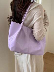 2026春季新款白色PU大容量商務通勤女款單肩腋下包 - 白色 - 查看 11