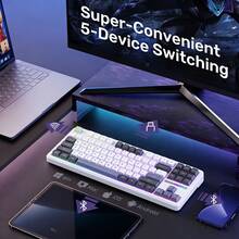 AULA F87 Pro Wireless Mechanical Gaming Keyboard, Gasket Structure, Tri-Mode Connect, 8000mAh Battery, Mahjong Sound, Full-Key Hot-Swap, PBT Keycaps, 87-Key Compact, RGB Backlit, N-Key Rollover, Suitable For Esports And Office Use. - View 5