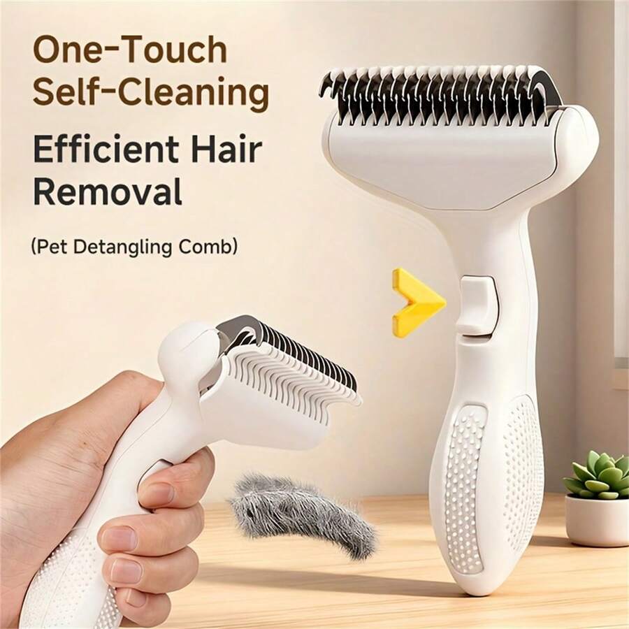 宠物毛发梳理梳，猫狗专用宠物美容刷：亲肤去毛工具，带按摩功能，有效去除长毛和短毛宠物（包括幼犬、幼猫）的毛发