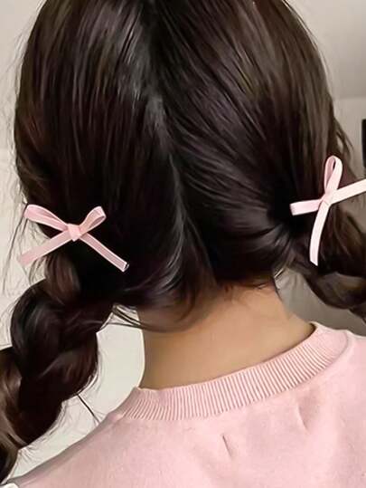 6个简约蝴蝶结发夹，芭蕾舞风格女孩发饰
