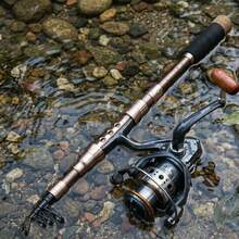 Telescopic Carbon Fiber Fishing Rod With Spinning Reel Metal Spool Lightweight Portable Fishing Combo - Champagne - View 3