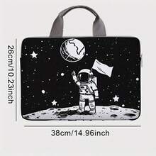1pc Astronaut Print Soft Laptop Sleeve Bag, Suitable For 14-Inch Laptop, Laptop Protective Cover - A - View 2