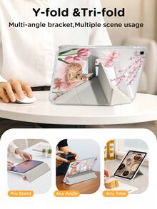 Deer Pattern Compatible With IPad 10th Generation, 10.2/Mini6/Mini7/9.7 Inch, Galaxy Tab A9 Plus Tablet Protective Case, 3+ Years Anti-Bending, Built-In Pen Slot, Suitable For Kindle (11th Gen) 2022 Edition, Reinforced Silicone Corners, Auto Wake/Sleep Function, Perfect Daily Protection, Valentine's Day Christmas Spring Romantic Gift, Fashionable Minimalist Pattern - Multicolor - View 6
