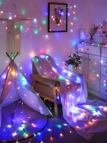 1pc 5M Home Decoration LED Light String, Battery Powered, Outdoor Courtyard Decoration Fairy Light, Indoor Festival Party Room Wall Decoration Light - Multicolor - View 7