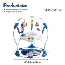 Baby Activity Center And Jumper,Infant Activity Center With 360°,3-In-1 Play Center,3 Adjustable Heights For 6-18 Months Max Weight 26.5 Lbs - Blue Tiger Astronaut - 查看 2