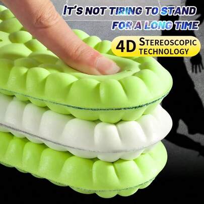Miếng lót giày thể thao 4D Latex siêu mềm, độ đàn hồi cao, giảm đau, khử mùi, hỗ trợ vòm chân, lót giày chạy bộ.