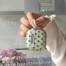 极简半透明绿色波点耳机盒，带挂环，兼容 Pro 3、新款 Pro 2、可爱 Apple 4 极简 3，个性化半耳机盒 - 綠色 - 查看 7