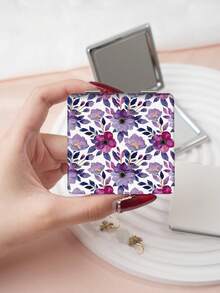 1pc Countryside British Style Ditsy Floral Foldable Compact Mirror, Lightweight Portable PU Leather Suitable For All Occasions, Featuring Delicate Floral Prints Such As Rose, Lily, Sunflower, Peony - Multicolor - View 15