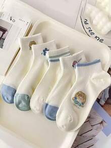 1/3/5 Pairs Random Women Short Socks, Low Vamp Summer Thin Socks, Ins , School Style Cute Cartoon Student Sports Socks, Couple Socks - Multicolor - View 11