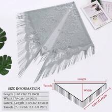 Ladiery Lace Shawls And Wraps Evening Dresses With Tassels Evening Party Mesh Wedding Shawls - Gray - 查看 5