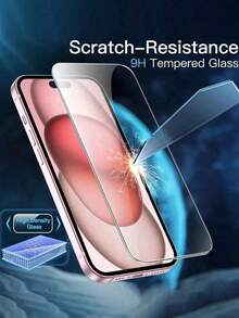 5片裝強化玻璃螢幕保護貼，適用於 iPhone 14 Pro Max/14 Pro/14 Plus/16 Pro/16 Pro Max/16 Plus/15 Pro/15 Plus/13 Pro Max/13/12/11/17/17 Air/17 Pro/17 Pro Max/18 Pro/18 Pro Max，9H 硬度，99.99% 高畫質，相容手機殼，適合作為家人與朋友的生日禮物 - 無色 - 查看 3