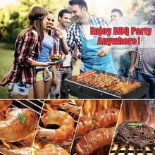 Portable Charcoal BBQ Grill Foldable Suitcase Design Compact Steel Grill With Handle For Camping Picnic Beach - A - View 4