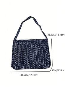 Large Capacity Daisy Floral Sweet Shoulder Bag, Suitable For University Students, Versatile Canvas Crossbody Tote Bag - Hitam - View 6