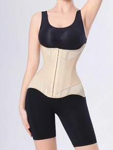 1pc Women's Compression Sports Bra Waist Trainer, Tummy Control Shapewear With Back Support Belt - Apricot - View 10