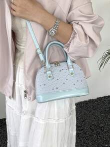Bolso de mano de unicolor con relieve de moda - Azul - Ver 3