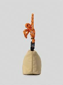 New Minimalist Elegant Phone Bag With Climbing Rope Shoulder Strap, Lightweight Nylon Bucket Crossbody Bag, Casual Versatile - Khaki - View 8