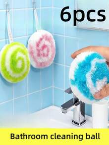 Bộ 6/10 quả bóng vệ sinh phòng tắm, thích hợp để làm sạch bồn nước, mặt bàn, bồn rửa, bồn tắm và bàn chải tẩy cặn chậu rửa mặt. - Một kích thước phù hợp với tất cả - Xem 10