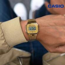 Casio A168WG-9EF 金色數位手錶，經典方形中性復古腕錶，附鬧鐘、秒錶、LED燈、防水，含錶帶 - 均碼 - 查看 2