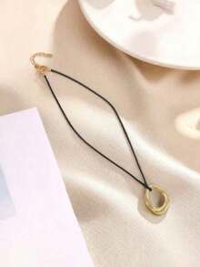 1pc Hollow Asymmetric Geometric Multi-Element Heart Pendant Necklace, Women's Fashion Casual Street Party Jewelry - 黃金 - 查看 2