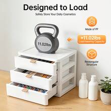 3-Drawer Organizer Box, White PP Plastic Desktop Storage For Stationery Cosmetics, Sturdy & Stackable  Large Capacity - View 6