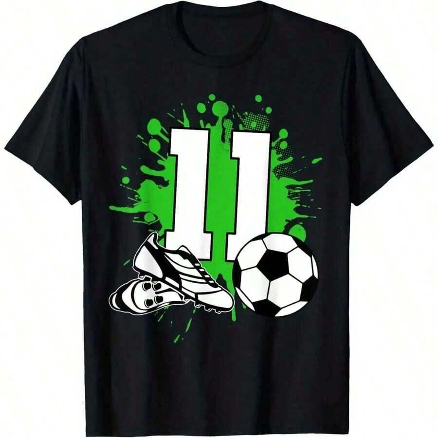 Camiseta de Fútbol con Número para Hombre - Corte Holgado, Camiseta Transpirable con Impresión de Transferencia Caliente, Conjunto Deportivo Casual para Jugadores de Fútbol, Regalo Lavable a Máquina para Atletas y Fans (Número) - Negro - Ver 1