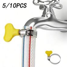 5PCS/10PCS Yellow Stainless Steel Hose Clamp, Adjustable Thumb Screw Key Clamp, (16-25mm), Very Suitable For Pipeline, Automobile And Mechanical Applications. - Hose Clamps - View 1