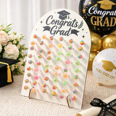 1pc Congrats Grad Wooden Lollipop Display Stand, Graduation Season Party Decor, Lolli Bar Display Holder, Congrats Grad Decorations, Party Display Rack, Graduation Gift, Graduation Prom Party Decor, Class Of 2026 Congrats Grad Decor, Table Centerpiece Decor, Graduation Party Supplies 2026