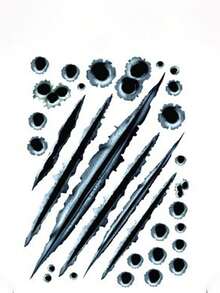 1pc Faux Bullet Hole Decal, Gray & Black Car Scratch Sticker - Sticker - View 3