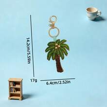 Handmade Beaded Palm Tree, Shell, Turtle Embroidered Cloth Keychain Set, Suitable For Bags, Keys, Phone Charms, DIY Decorations, Clothing Accessories, Versatile Girly Style Festival Graduation Teacher Appreciation Gifts Birthday Gift Mother Gifts Mothers Day Gift Holiday Essentials Graduation Gifts Beach Essentials Cute Key Ring Accessories Key Chain Beach Accessories Beads - Multicolor - View 9
