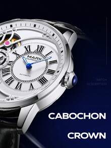 1枚男士商务自动机械表，复古罗马数字表盘，镂空设计，奢华休闲街头风情侣表，高端腕表礼品 FW-6031 - 均碼 - 查看 5