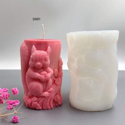 Khuôn nến hình sóc sáng tạo, dụng cụ mài silicon 3D hình động vật để trang trí thạch cao.