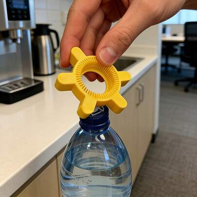 Manual Plastic Bottle Opener, Labor-Saving Easy-Grip Twist Cap Design, Durable Yellow Gear Shape Jar Opener, Battery-Free Effortless Bottle Opening Tool, Universal For Soda Drinks & Jars, Compact Sturdy Household Gadgets, Practical Kitchen Supplies For Daily Home Use