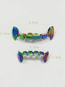 1 Set Fang Tooth Grillz, Hip Hop Party Accessories Suitable For Men And Women - Multicolor - View 5