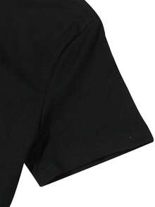 1 Piece 100% Cotton Oversized T-Shirt, Given To Everyone, All Men And Women On The Day Of The American Flag Day |   Casual Round Neck, Slightly - Black - View 4