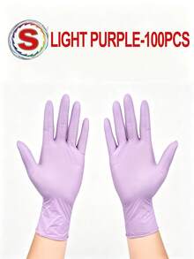 100/50/4 chiếc găng tay nitrile màu tím dùng một lần, không bột, không latex, chống thấm nước, thích hợp cho việc dọn dẹp nhà cửa, làm tóc, thẩm mỹ viện, v.v. Chống thấm nước, chống tĩnh điện, không latex, thiết kế hở ngón (đóng gói trong túi để tránh hư hỏng) - Màu tím - Xem 16