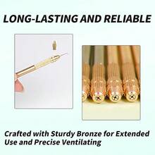 Bộ dụng cụ kim thông gió cho tóc giả - 1 giá đỡ bằng đồng thau + 4 kim + 1 thước lưới ren để làm và sửa chữa tóc giả ren. - Xem 9