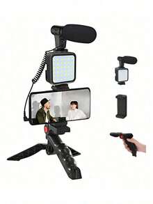 Tripie Para Telefono Celular con Luz Led, Microfono Y Control - Negro - Ver 2