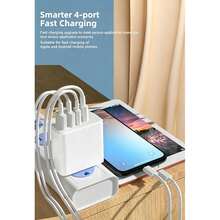 欧标C/E/F型插头（220-240V）55W超级快充墙充，配备2个USB-A接口和2个USB-C接口，可选配1米（3.3英尺）USB-C转USB-C/USB-C转Lightning/USB-A转USB-C/USB-A转Lightning快充线。多种线缆配置可选，完全兼容MacBook 17/16/15/14/13/12系列和Galaxy S25/S24/S23/S22系列。适用于家庭、办公室和旅行，是阵亡将士纪念日和夏季的开端。 - 查看 4