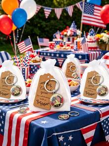12/3pcs USA 250th Independence Anniversary Keychain Set, Statue Of Liberty Design With Thank You Card And Organza Bag, Independence Day Small Gift, Memorial Keychain Set, Theme Party Favor, Suitable For USA Founding Anniversary Gift, Independence Day Small Gift, Precious Collection For Enthusiasts - Independence Day Edition - View 3
