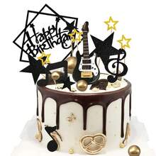22 Unidades Adornos para tarta de guitarra, notas musicales, adornos para tarta de cumpleaños, modelo de guitarra 1:12, decoración para deúsico, de cumpleaños, tema Rock D2O6 - 22 piezas - Ver 10
