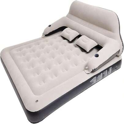 Double Air Bed With Built In Pump Headboard Pillows For Camping Guest Room
