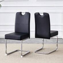 A Set Of Two Thickened Dining Chairs With Integrated Spring Packaging And Ergonomic Design - A Perfect Blend Of Comfort And Elegance. - Black - View 5