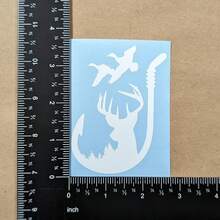 4 Pack Hunting Decals - Land, Air, Sea Wildlife - Includes Deer Antler, Duck, Fishing Hook Designs - White, Approx. 3.5 Inch - D - View 6