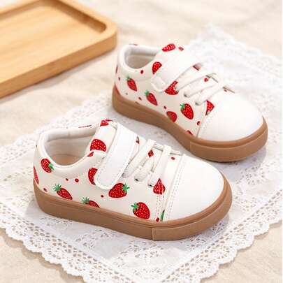 2026 New Cute Strawberry Print Casual Sneakers, Soft Sole Non-Slip Campus Versatile Sports Shoes