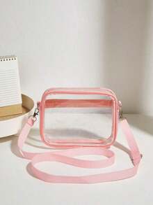 Mini Square Bag Clear Pvc Adjustable Strap For Daily, Stadium Approved 12 X 12 X 6 Clear Transparent Purse Bag For Concerts Sports Events Festivals Transparent Casual Square Shoulder Bag All Match Storage Bag For Travel Simple Crossbody Bag ,Fashionable Transparent, Clear Waterproof Bag For Women, Perfect For Summer, Vacation & Beach, Waterproof, Sandproof Transparent Bag, Beach Sports Picnic Snacks Clear Purse For Women, Holiday, Beach Bags - 粉色 - 查看 4