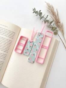 Cute Bookmark Clay Cutters, Rectangle Clay Jewelry Molds, Mother's Day DIY Craft Tools For Boho Polymer Clay Jewelry Making, Perfect For Mom Book Lover Gifts - Pink - View 6